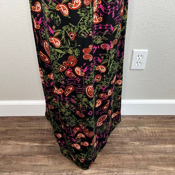 Lularoe Maria Black Multicolor Paisley Floral Maxi Dress Short Cap Sleeve Medium - Picture 9 of 12